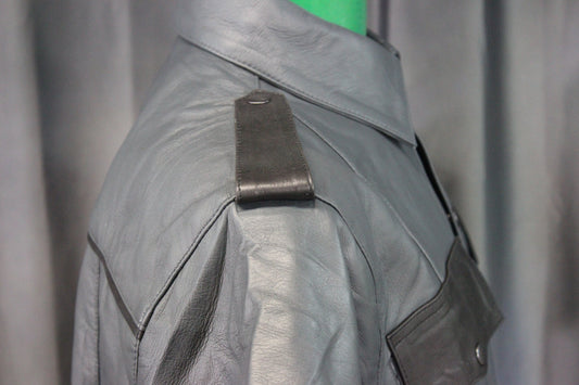OnF Leather Shirts in Grey with Black Highlights - front view