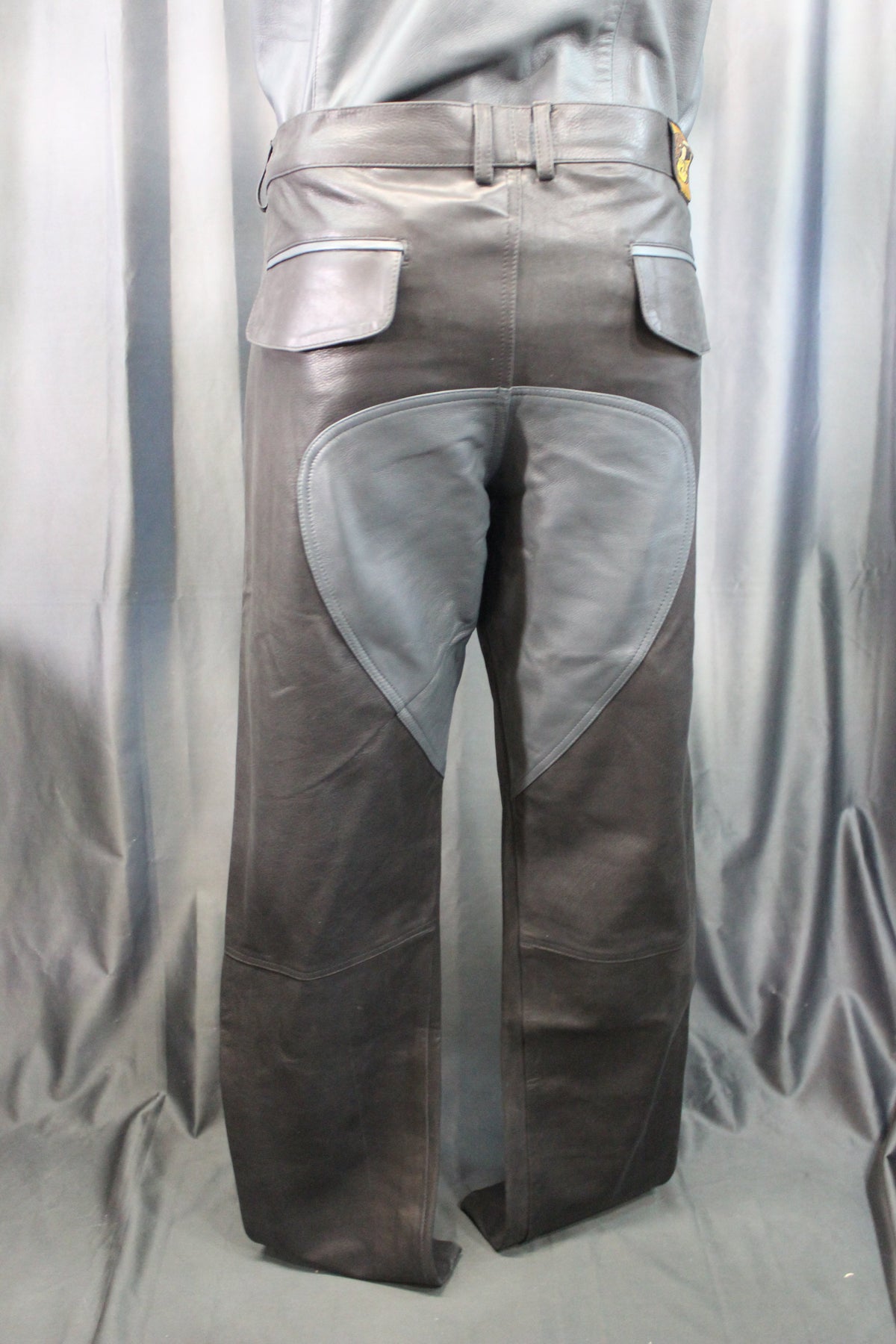 The Otter and The Fox Leather Formal Pants in Black with Grey Highlights - view 4