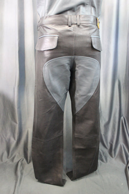 The Otter and The Fox Leather Formal Pants in Black with Grey Highlights - view 4