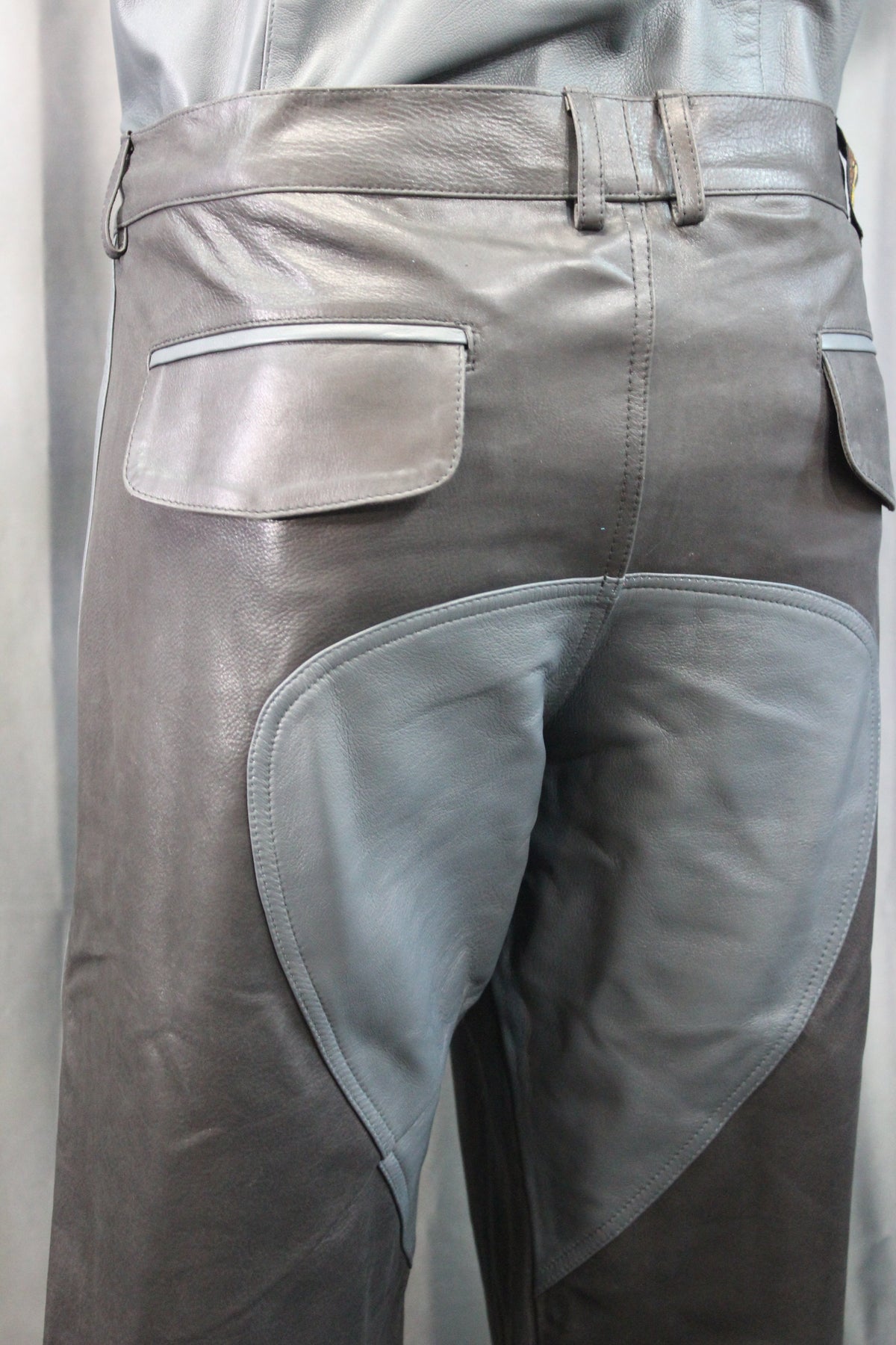 The Otter and The Fox Leather Formal Pants in Black with Grey Highlights - view 5
