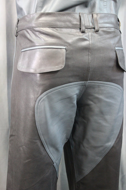 The Otter and The Fox Leather Formal Pants in Black with Grey Highlights - view 5