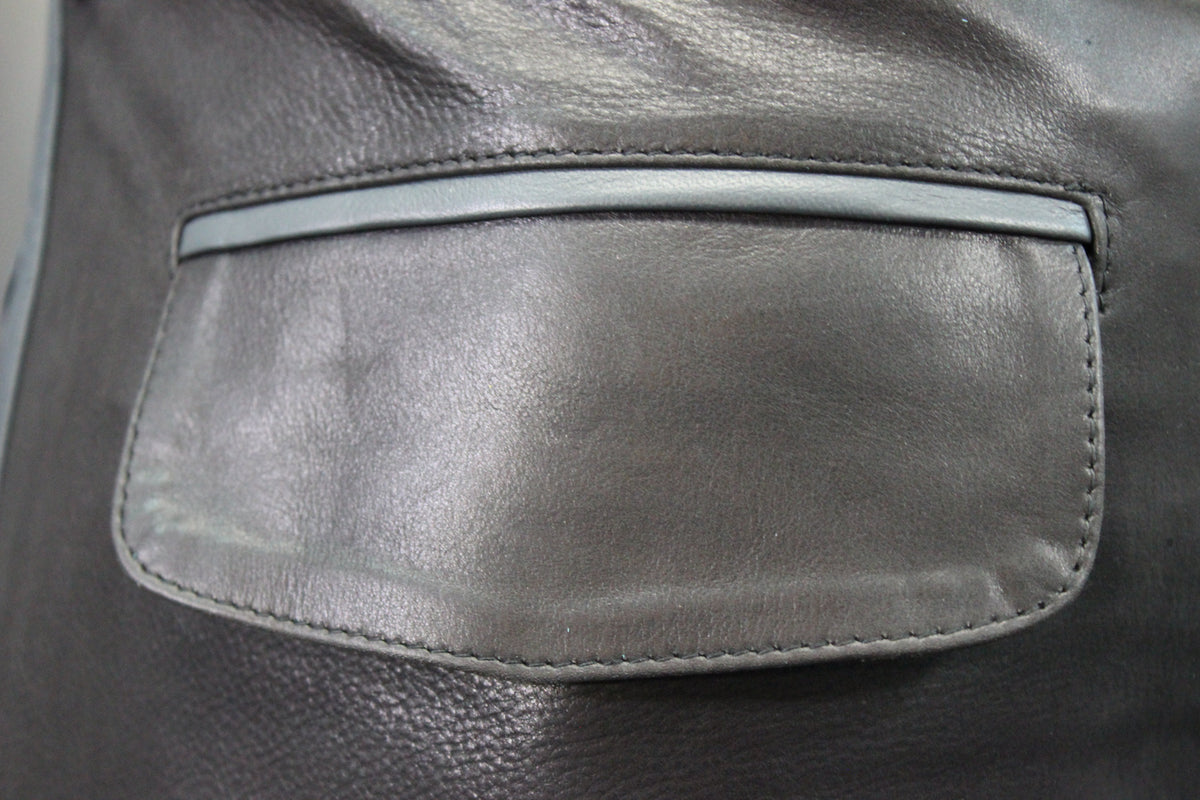The Otter and The Fox Leather Formal Pants in Black with Grey Highlights - view 6