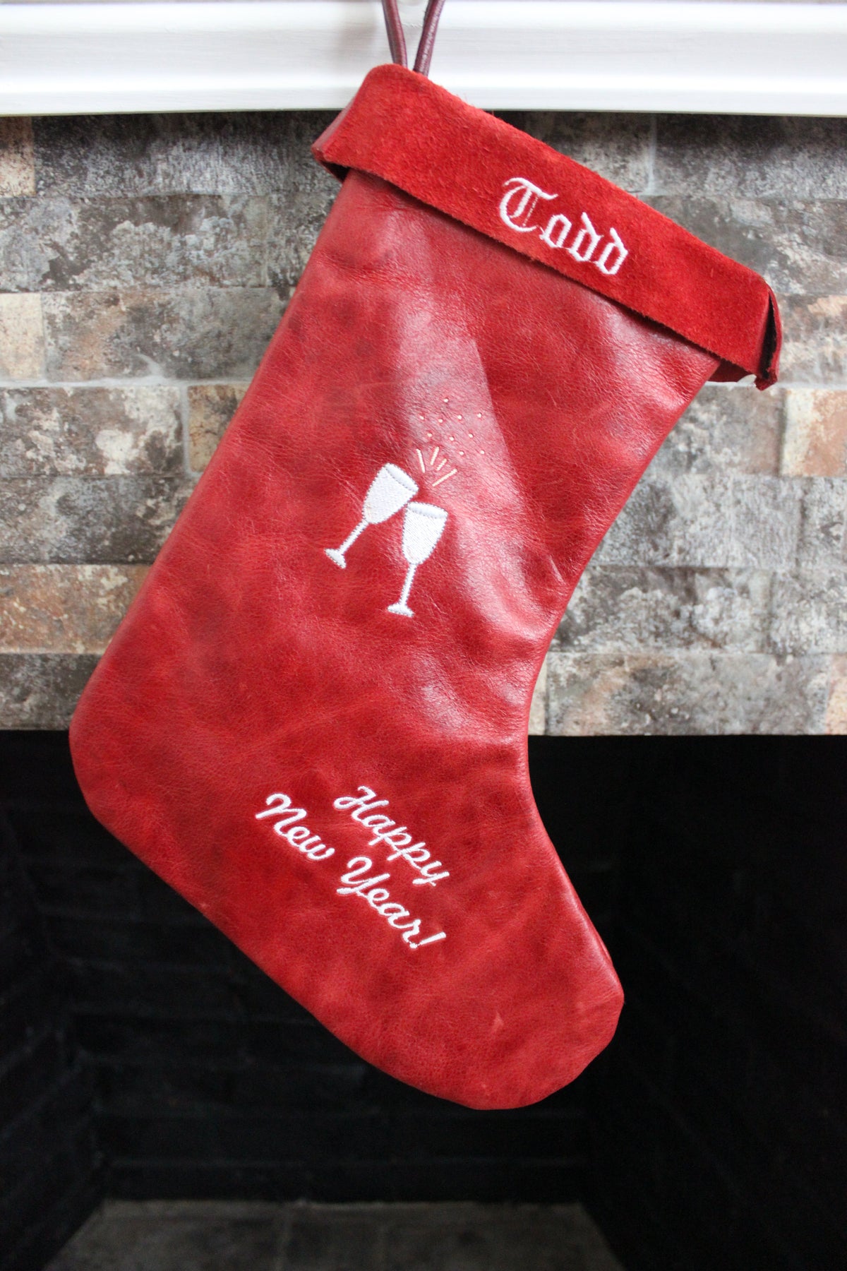 Leather Christmas Stockings - 100% Hand Made in the USA. Monogramming available. - view 12