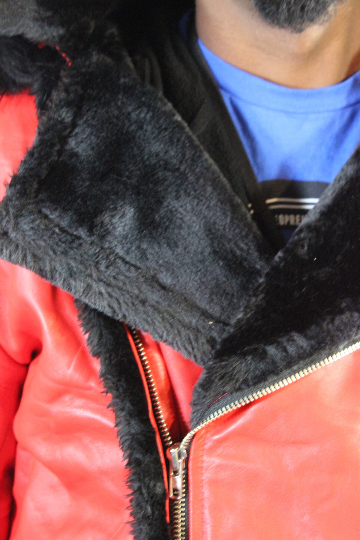 Red Leather and Fur Jacket by Otter and The Fox - view 3