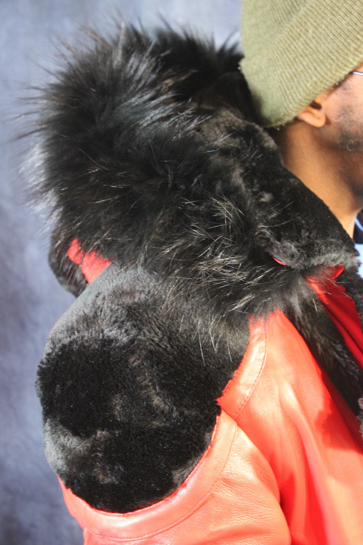 Red Leather and Fur Jacket by Otter and The Fox - view 5