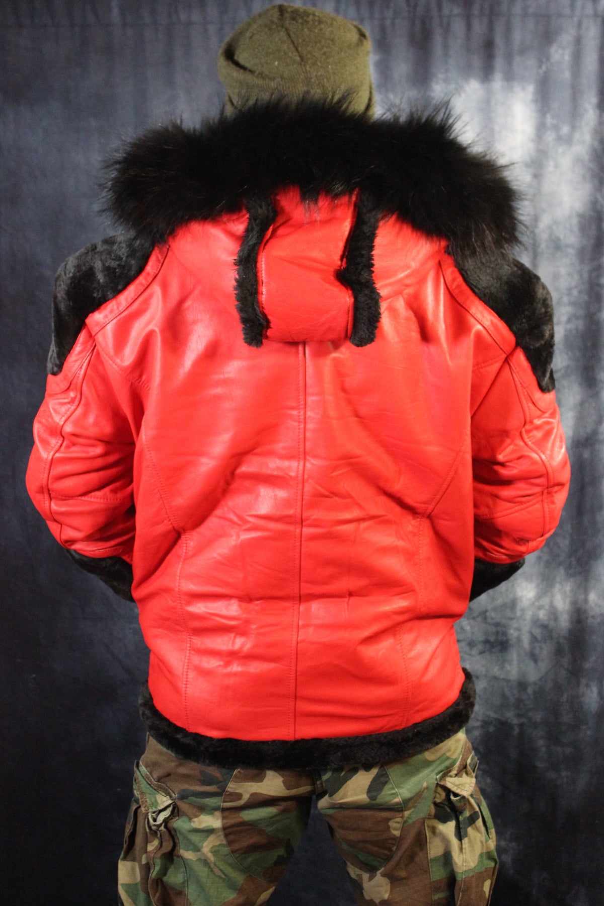 Red Leather and Fur Jacket by Otter and The Fox - view 6