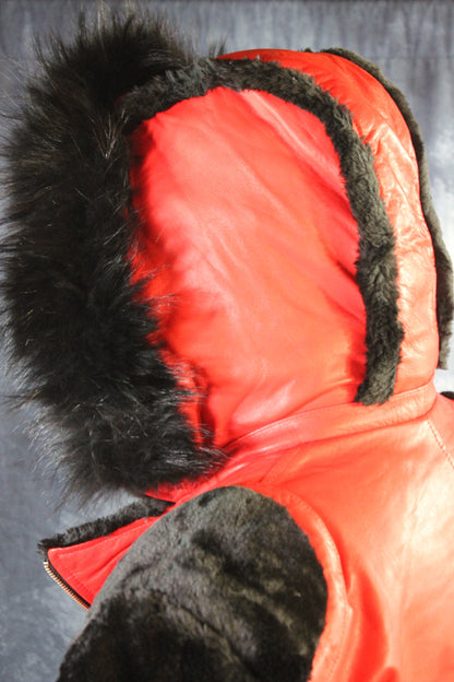 Red Leather and Fur Jacket by Otter and The Fox - view 7