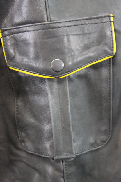 OnF Leather Shirts in Black with Yellow Highlights - view 2