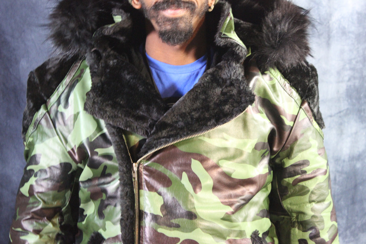 Camo Leather and Fur Jacket by Otter and The Fox - view 3