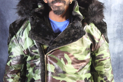 Camo Leather and Fur Jacket by Otter and The Fox - view 3