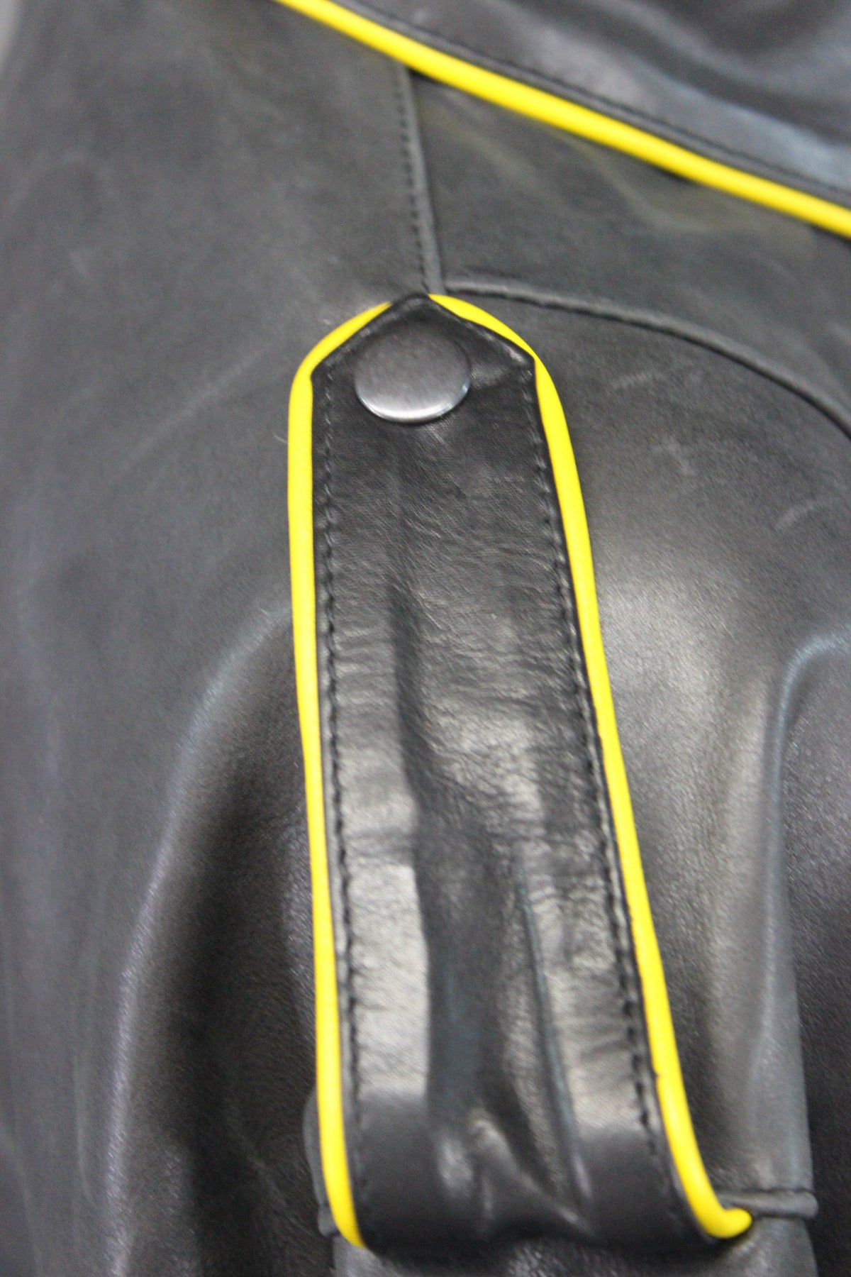 OnF Leather Shirts in Black with Yellow Highlights - view 3