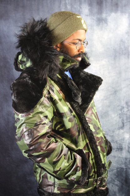Camo Leather and Fur Jacket by Otter and The Fox - view 4