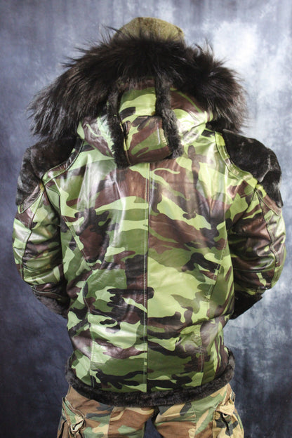 Camo Leather and Fur Jacket by Otter and The Fox - view 6