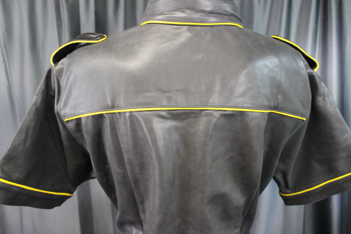 OnF Leather Shirts in Black with Yellow Highlights - view 4