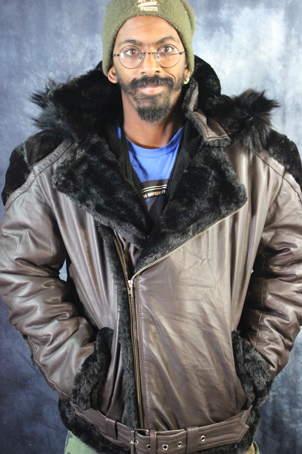 Brown Leather and Fur Jacket by Otter and The Fox - view 2