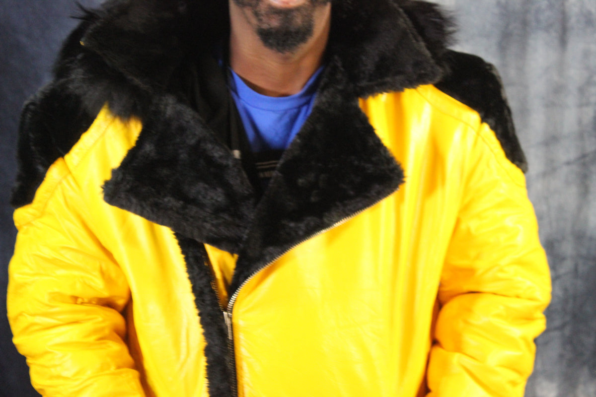 Yellow Leather and Fur Jacket by Otter and The Fox - view 2