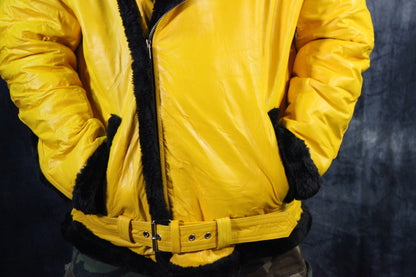 Yellow Leather and Fur Jacket by Otter and The Fox - view 3