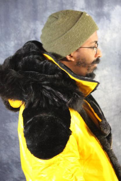 Yellow Leather and Fur Jacket by Otter and The Fox - view 4