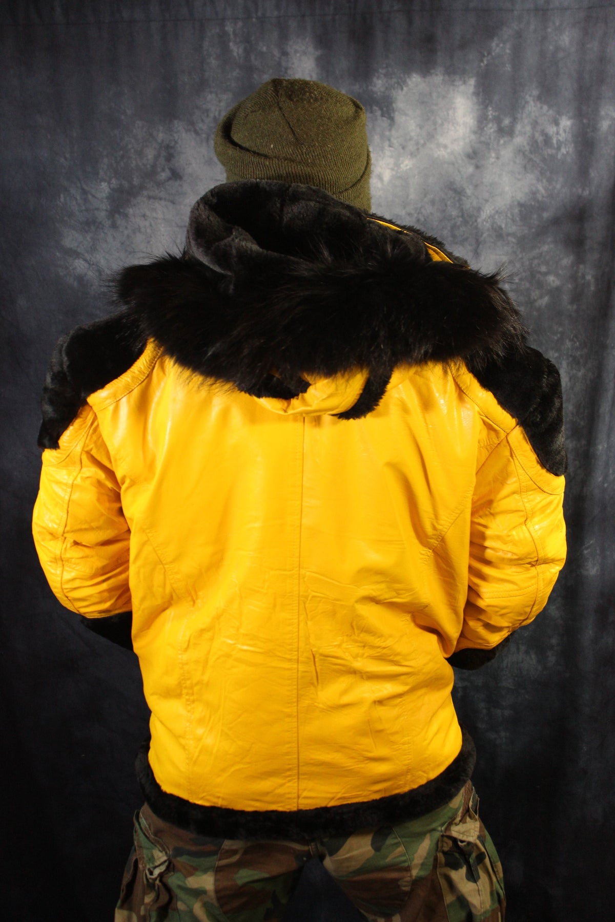 Yellow Leather and Fur Jacket by Otter and The Fox - view 5