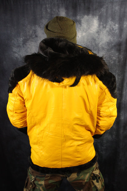 Yellow Leather and Fur Jacket by Otter and The Fox - view 5