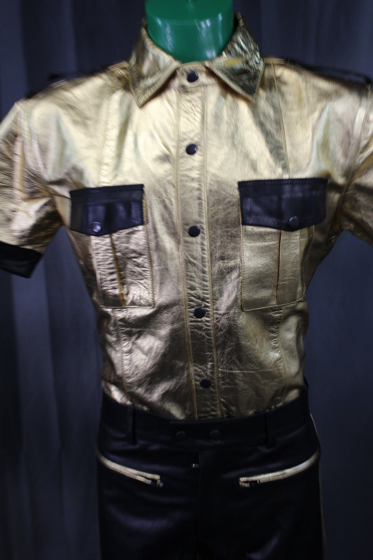 OnF Leather Shirts in Gold with Black Highlights - view 4