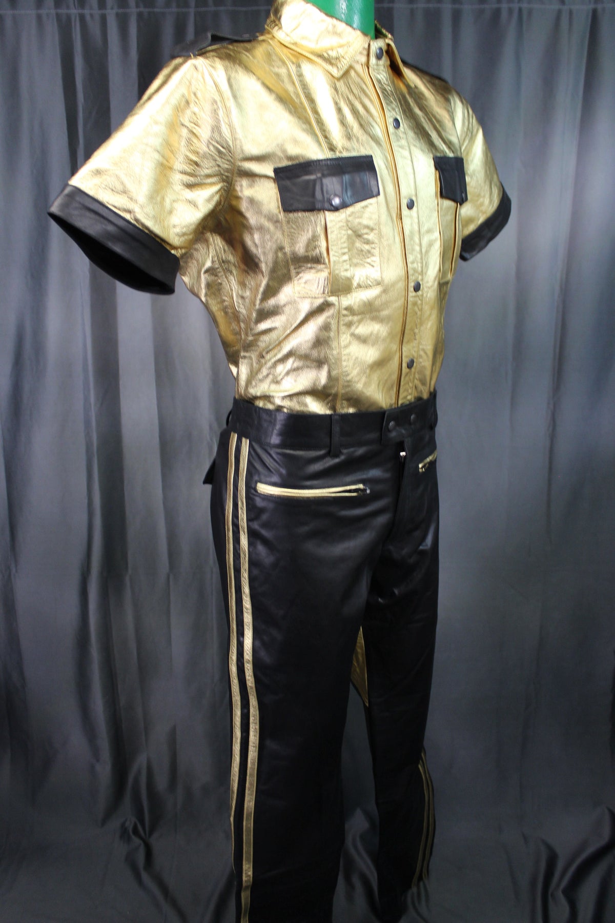 OnF Leather Shirts in Gold with Black Highlights - view 5