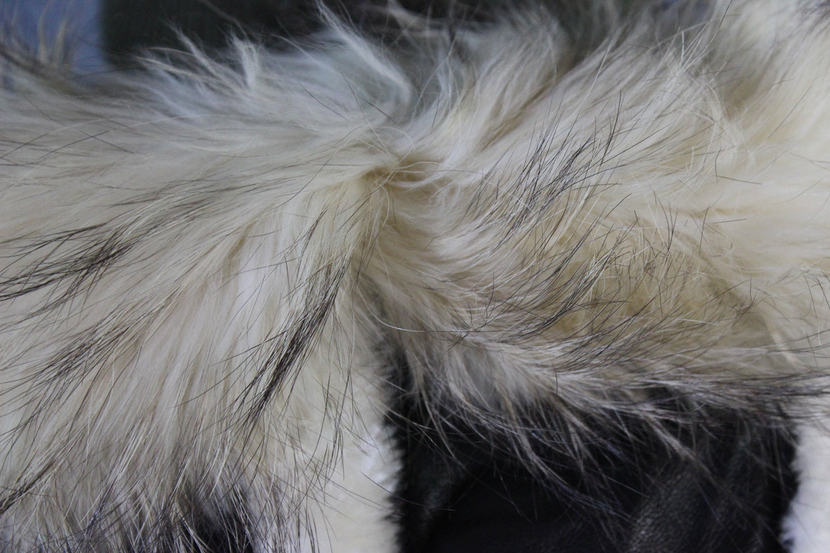 Black Leather and White Fur Jacket by Otter and The Fox - view 6