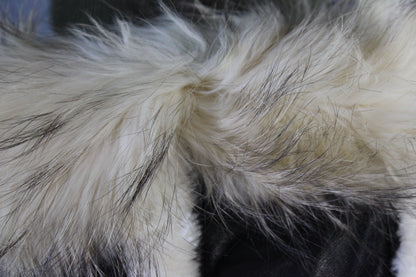Black Leather and White Fur Jacket by Otter and The Fox - view 6