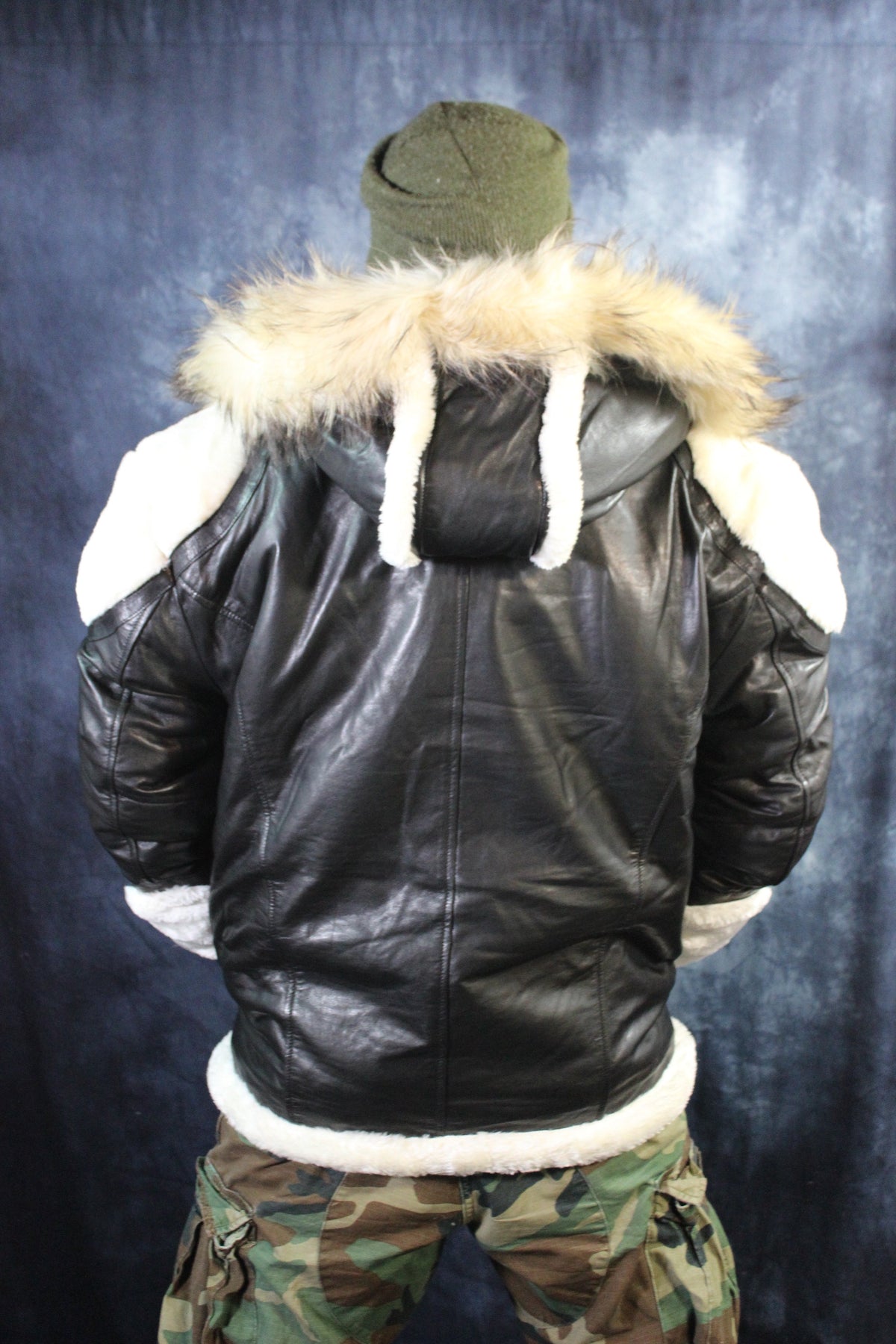 Black Leather and White Fur Jacket by Otter and The Fox - view 7