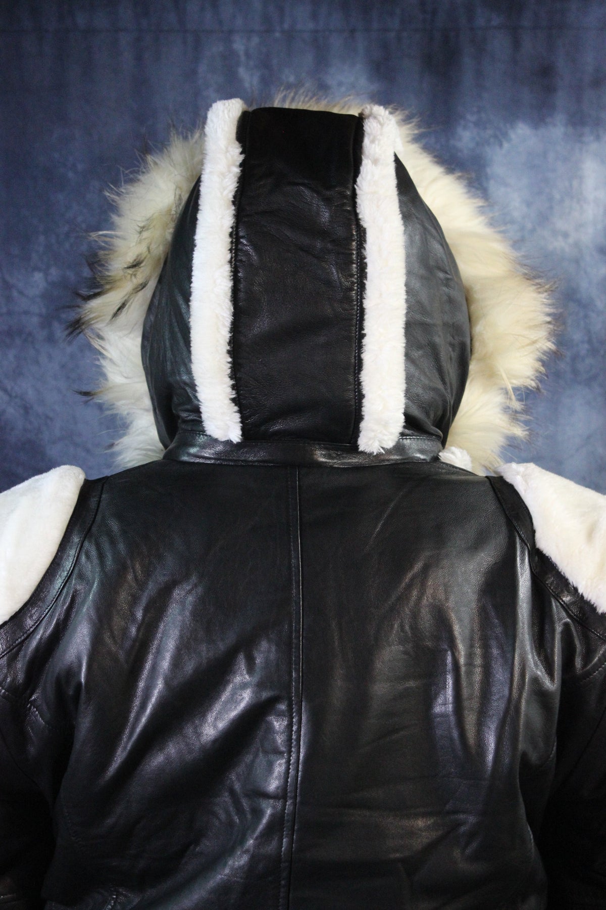 Black Leather and White Fur Jacket by Otter and The Fox - view 8
