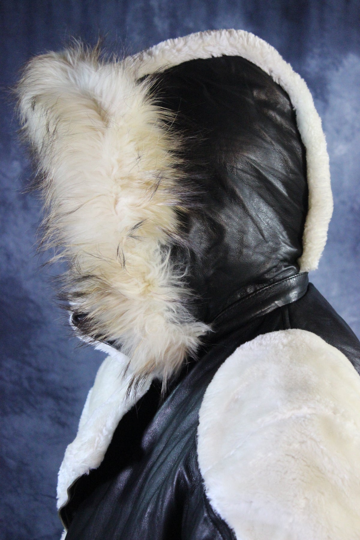 Black Leather and White Fur Jacket by Otter and The Fox - view 10