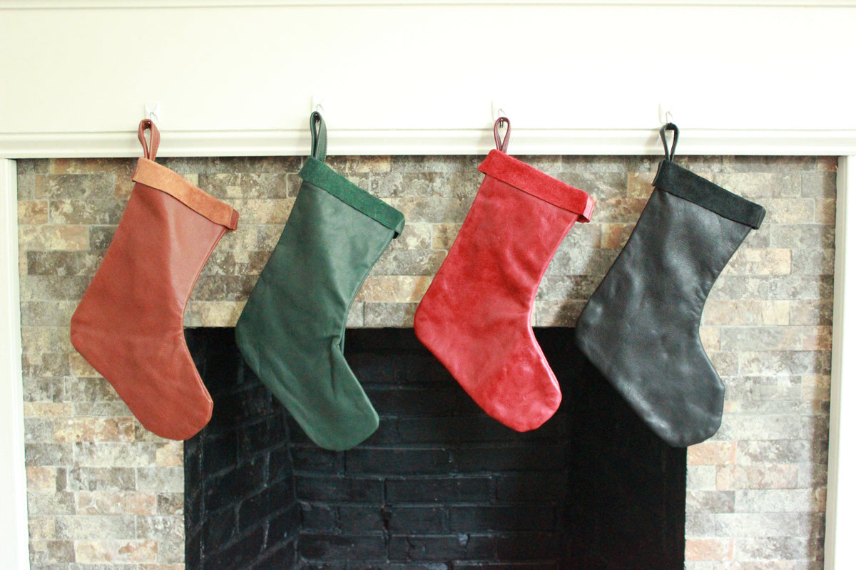 Leather Christmas Stockings - 100% Hand Made in the USA. Monogramming available. - view 4