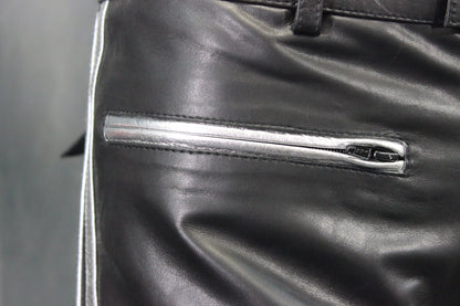 The Otter and The Fox Leather Formal Pants in Black with Silver Highlights - view 2