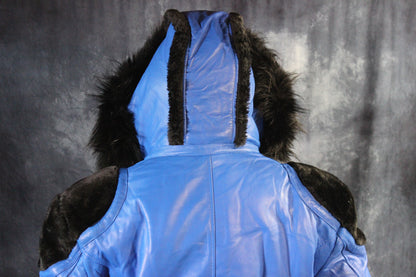 Blue Leather and Fur Jacket by Otter and The Fox - view 8