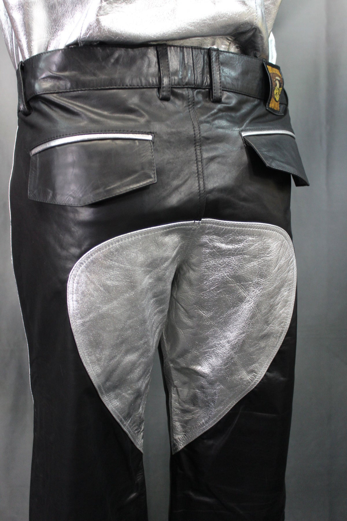 The Otter and The Fox Leather Formal Pants in Black with Silver Highlights - view 4
