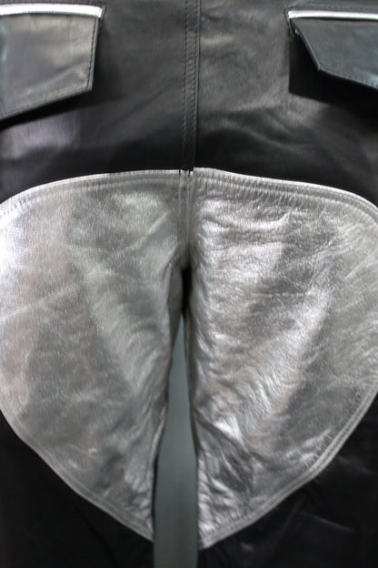 The Otter and The Fox Leather Formal Pants in Black with Silver Highlights - view 5