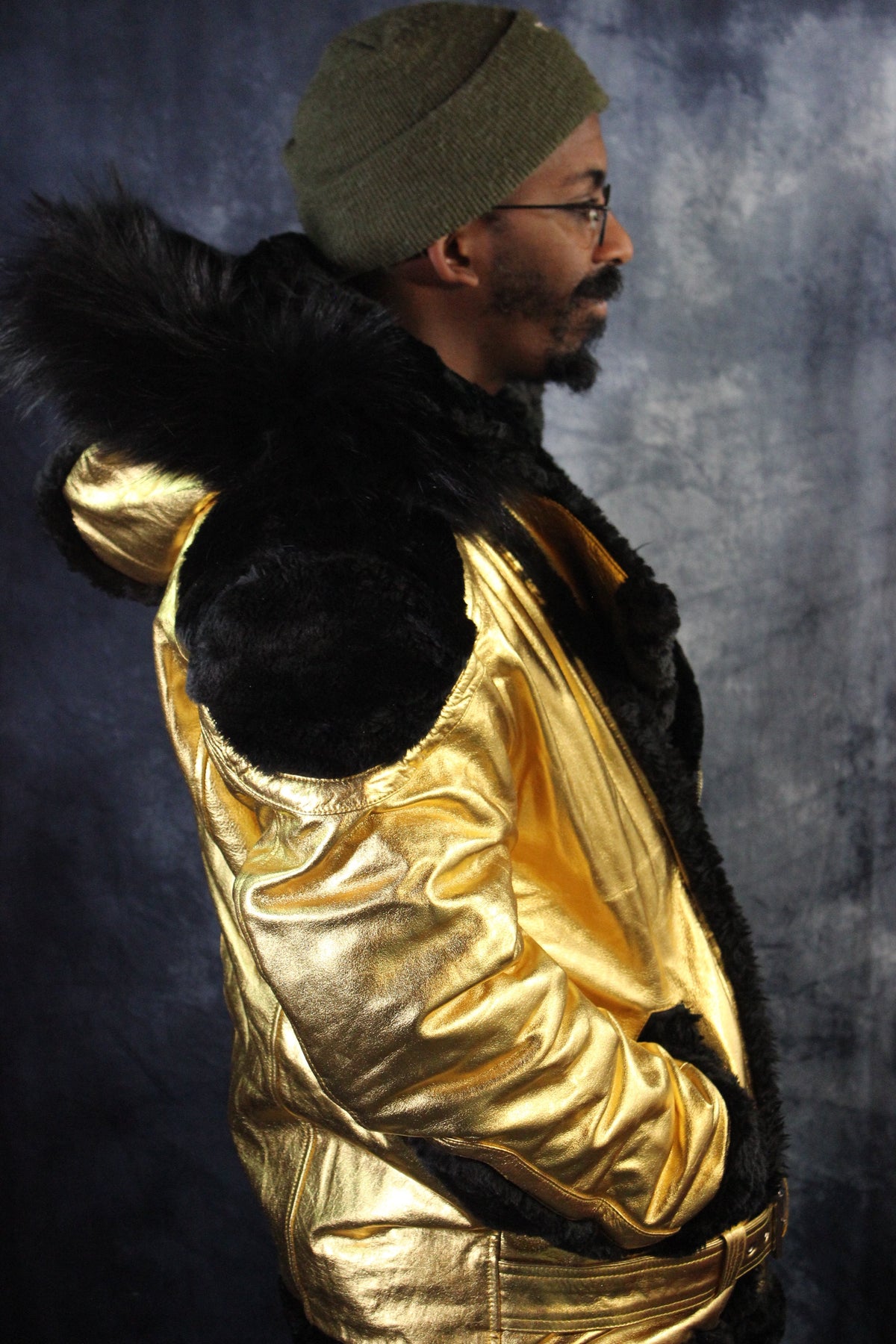 Gold Leather and Fur Jacket by Otter and The Fox - view 3
