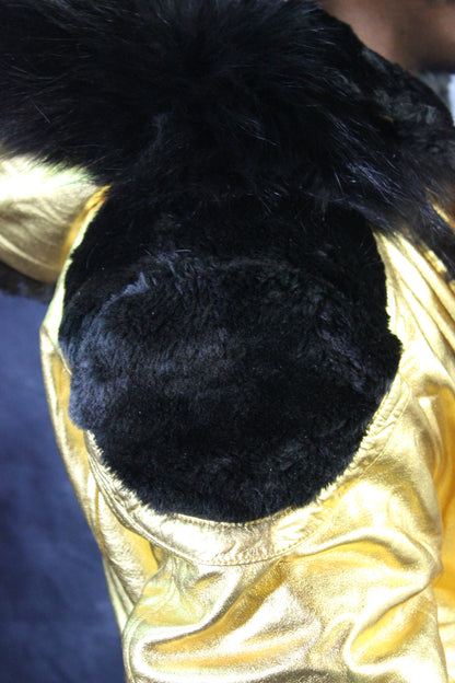 Gold Leather and Fur Jacket by Otter and The Fox - view 4