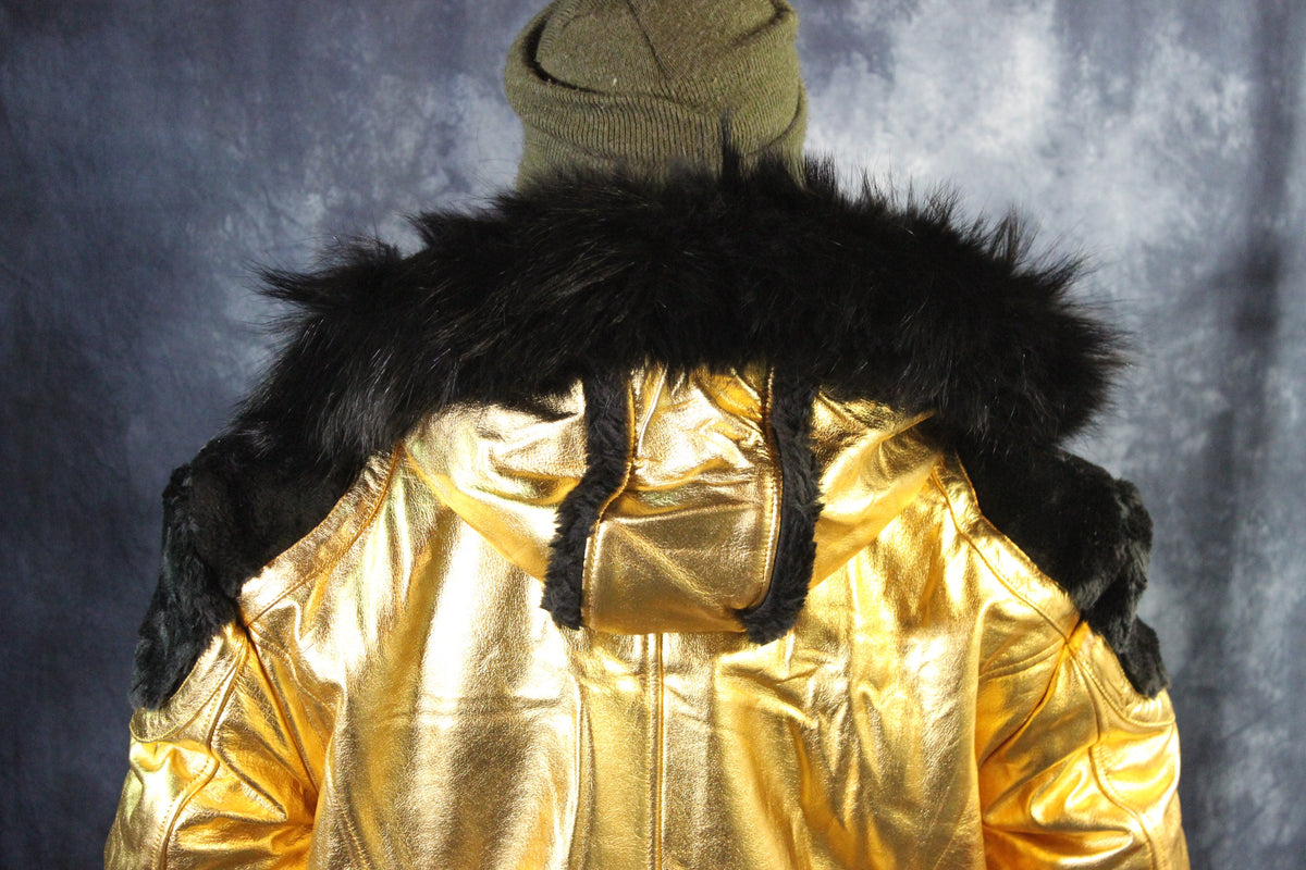 Gold Leather and Fur Jacket by Otter and The Fox - view 5