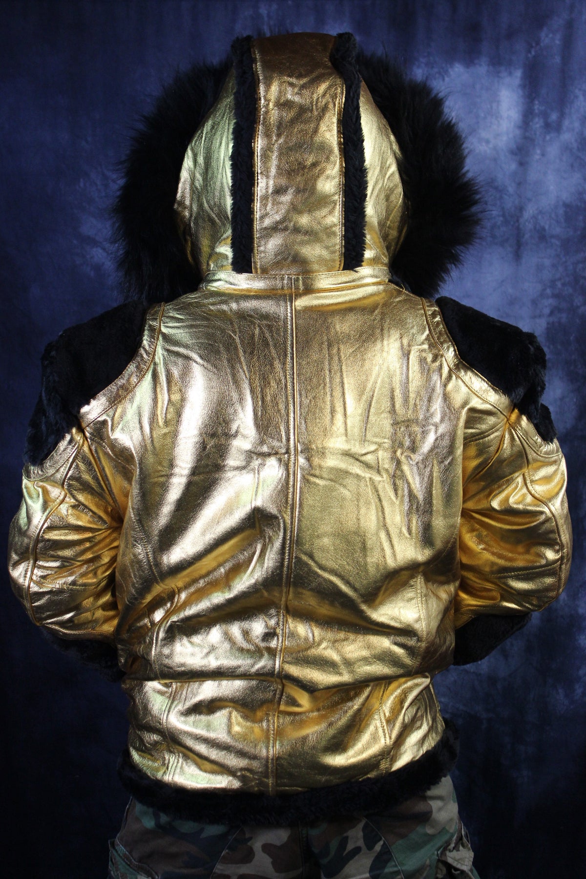 Gold Leather and Fur Jacket by Otter and The Fox - view 6