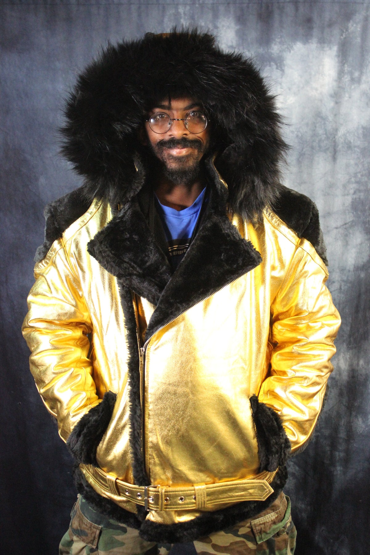Gold Leather and Fur Jacket by Otter and The Fox - view 9