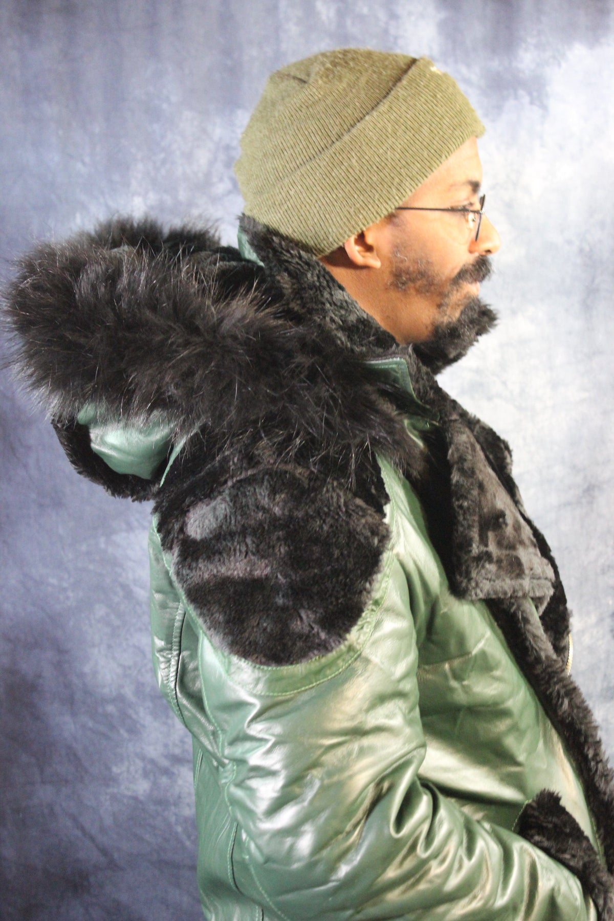 Hunter Green Leather and Fur Jacket by Otter and The Fox - view 3