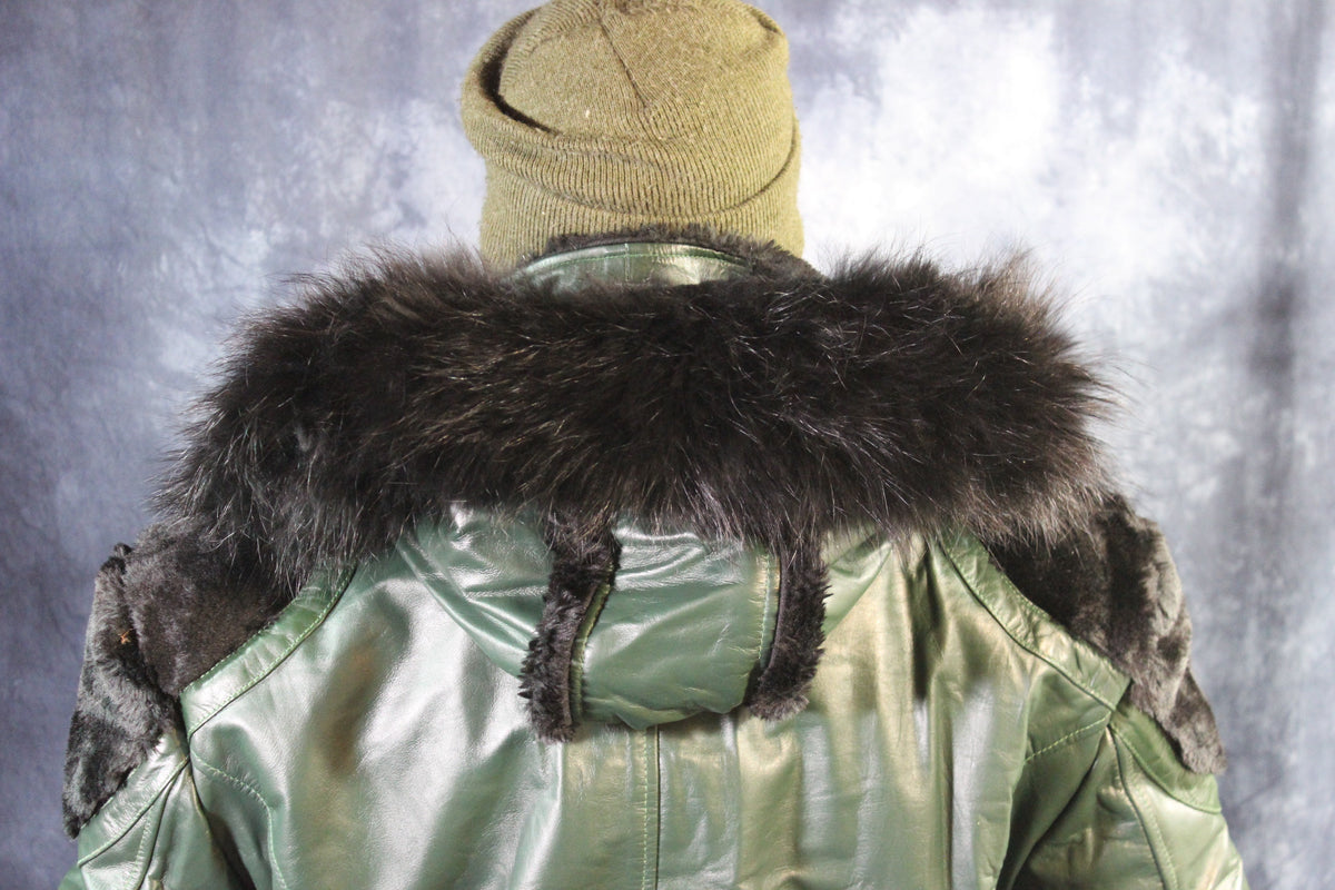 Hunter Green Leather and Fur Jacket by Otter and The Fox - view 4