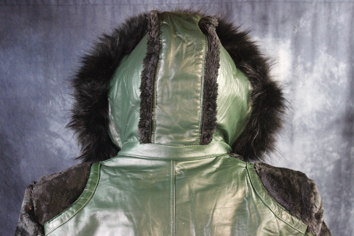 Hunter Green Leather and Fur Jacket by Otter and The Fox - view 5
