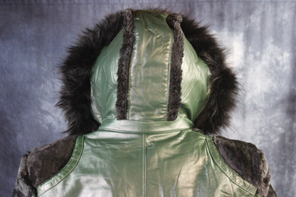Hunter Green Leather and Fur Jacket by Otter and The Fox - view 5