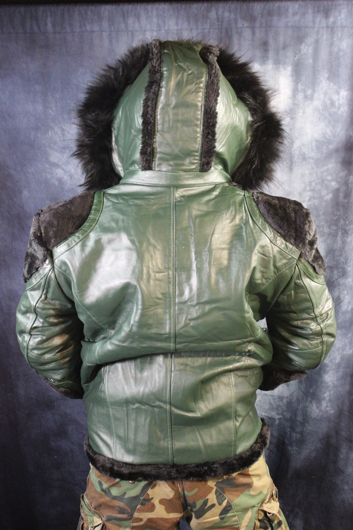 Hunter Green Leather and Fur Jacket by Otter and The Fox - view 6