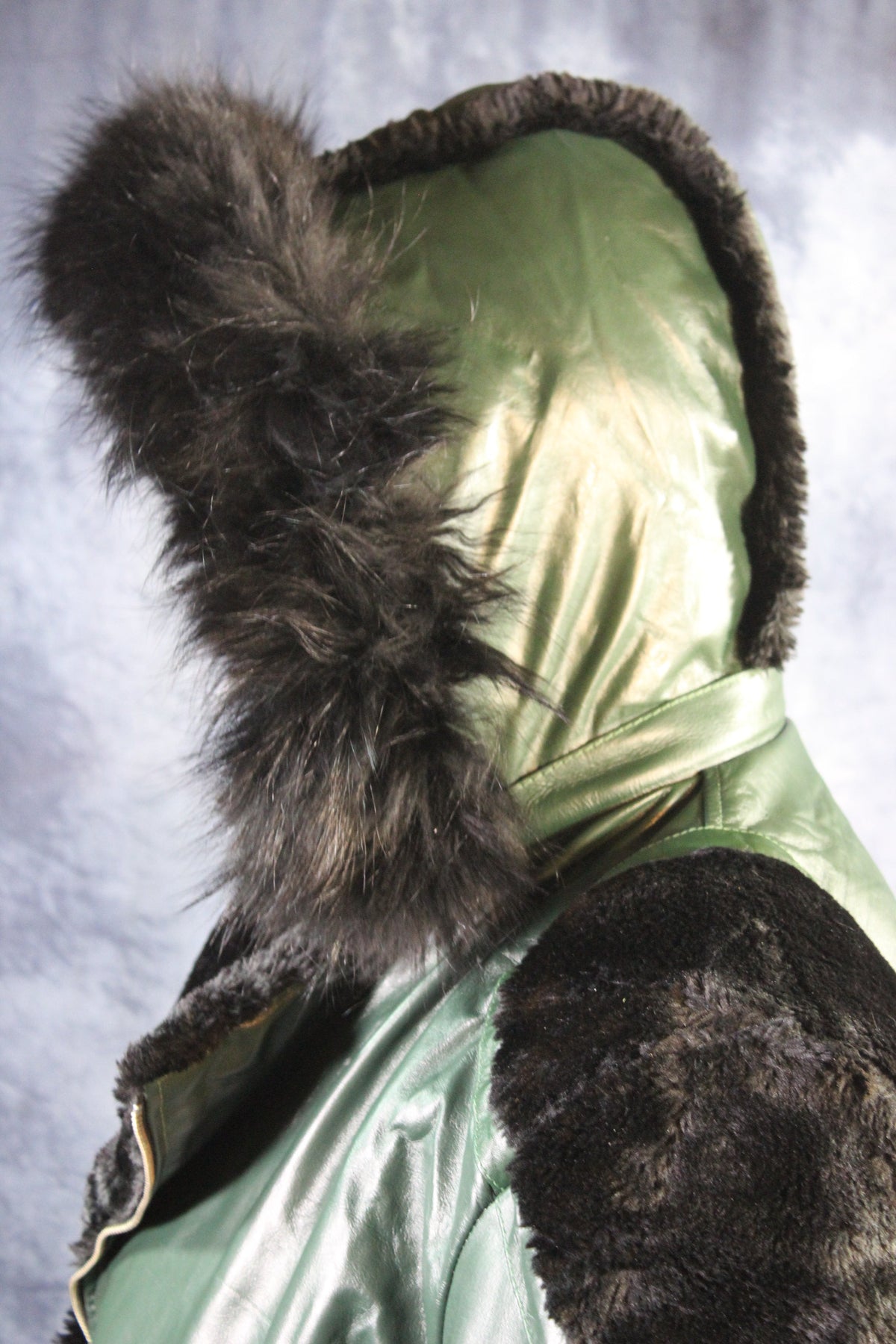 Hunter Green Leather and Fur Jacket by Otter and The Fox - view 7