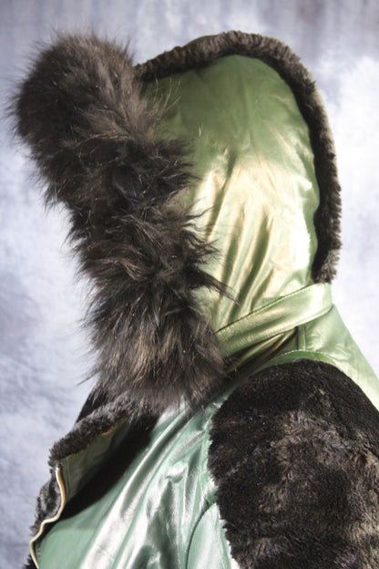 Hunter Green Leather and Fur Jacket by Otter and The Fox - view 7