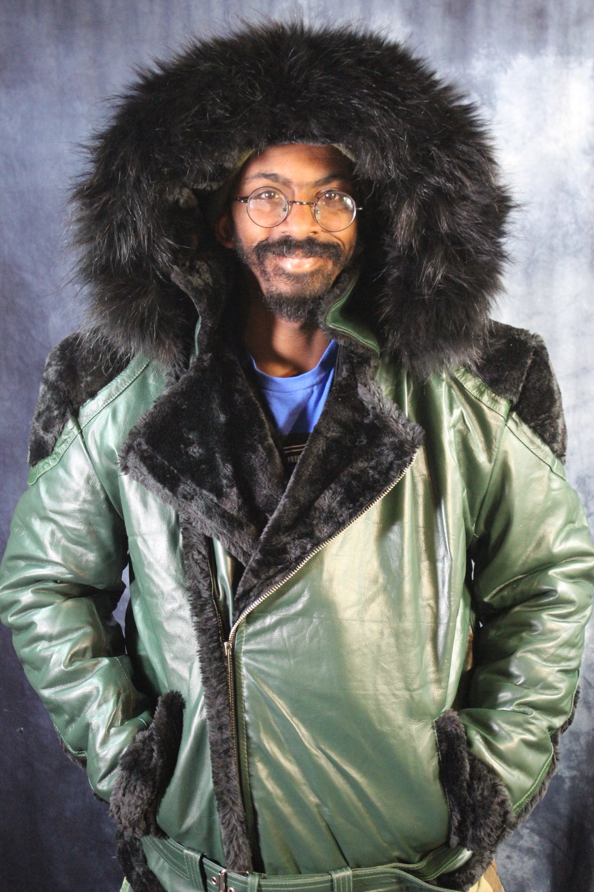 Hunter Green Leather and Fur Jacket by Otter and The Fox - view 8