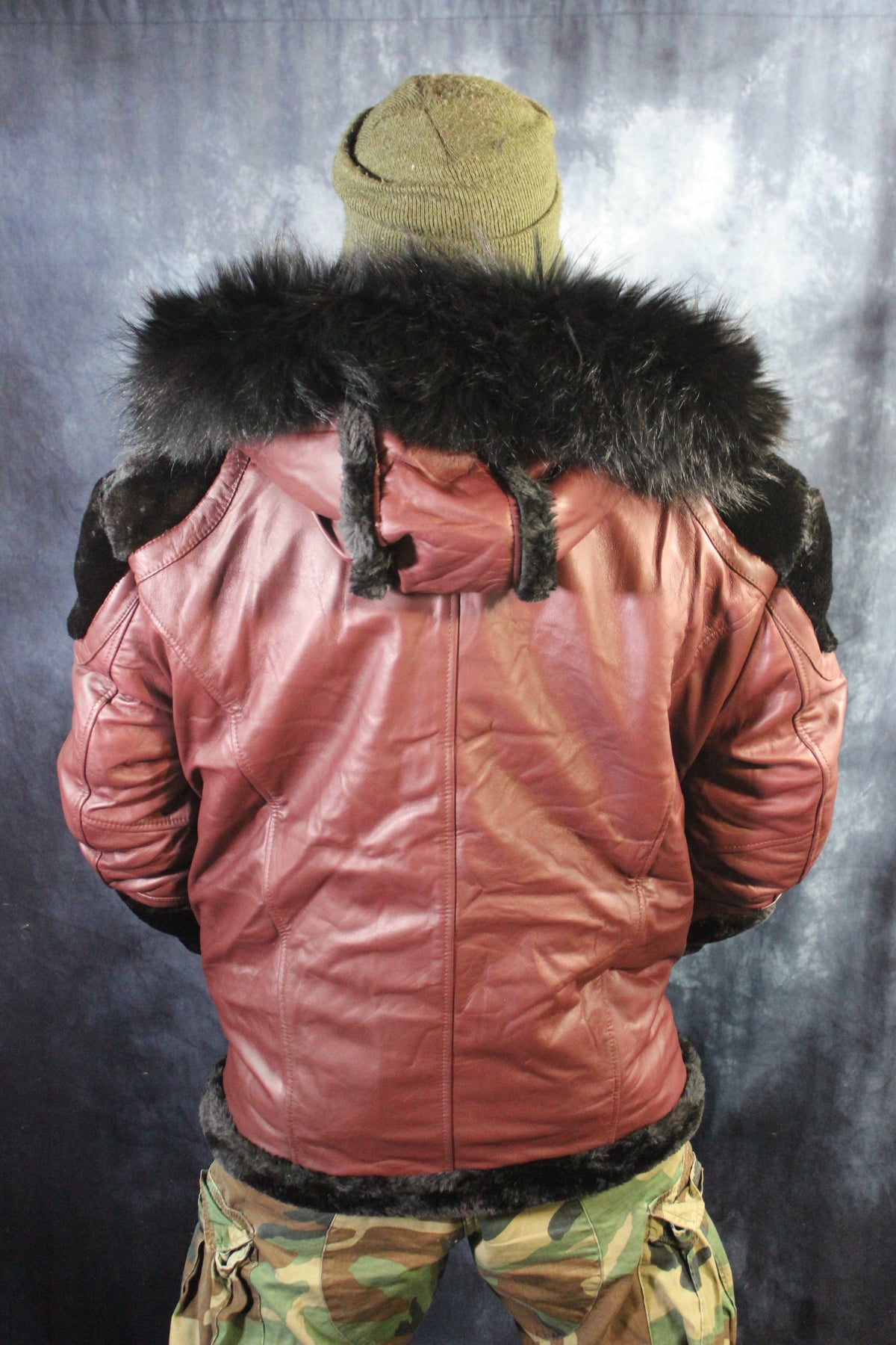 Burgundy Leather and Fur Jacket by Otter and The Fox - view 5